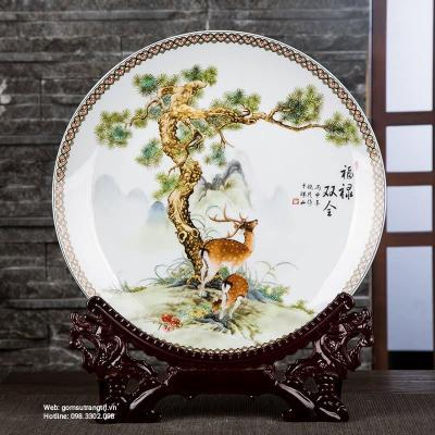 BỘ BÌNH ĐĨA CẢNH HỌA TIẾT TÙNG LỘC